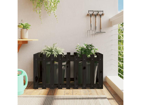 Raised garden bed with fence design, 100x50x50cm, solid pine