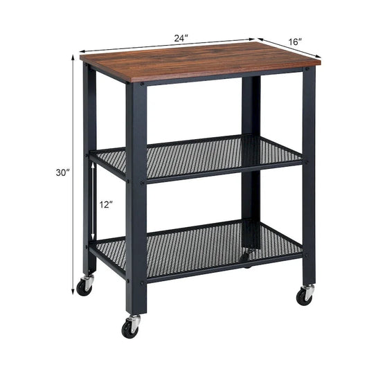 Gymax Industrial Serving Cart Kitchen Utility Cart