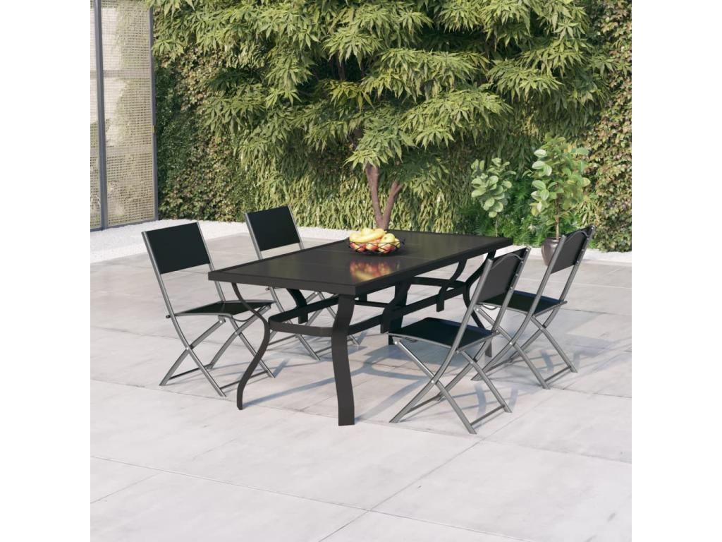 5-piece garden dining set, grey and black