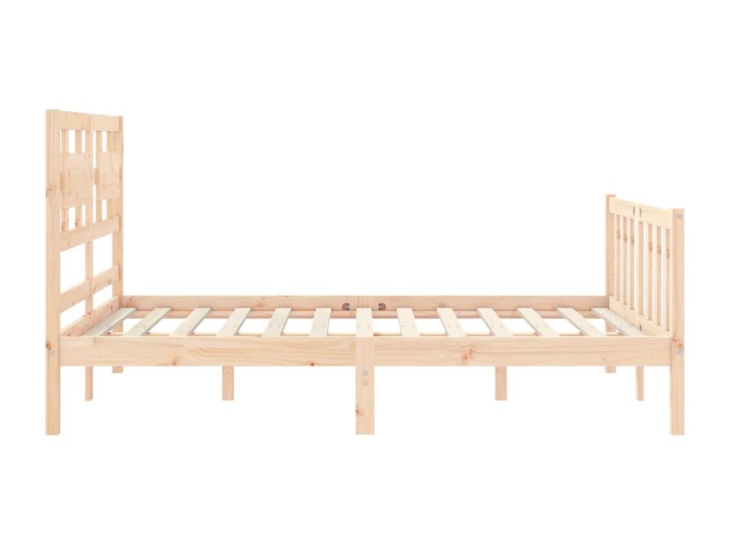 Bed frame with solid wood double headboard