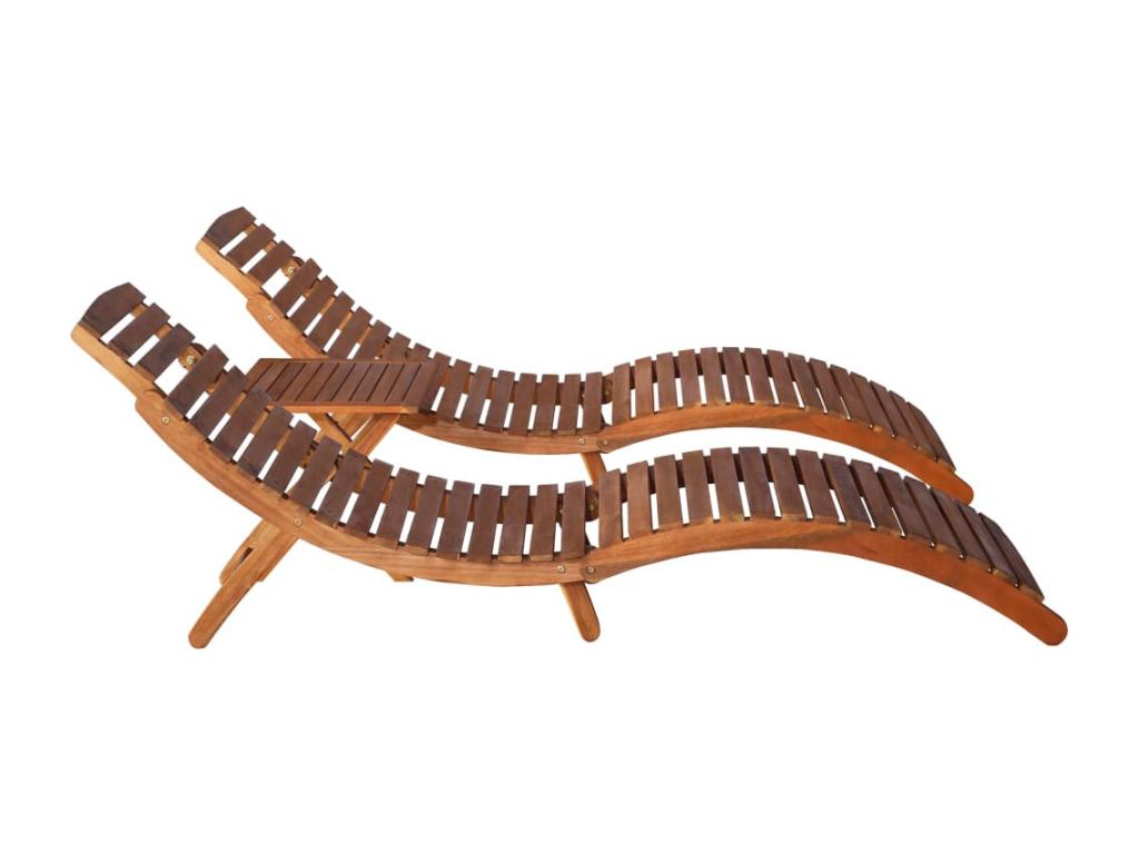 Brown wooden sun lounger/deckchair 184x55x64 cm 02 0012693
