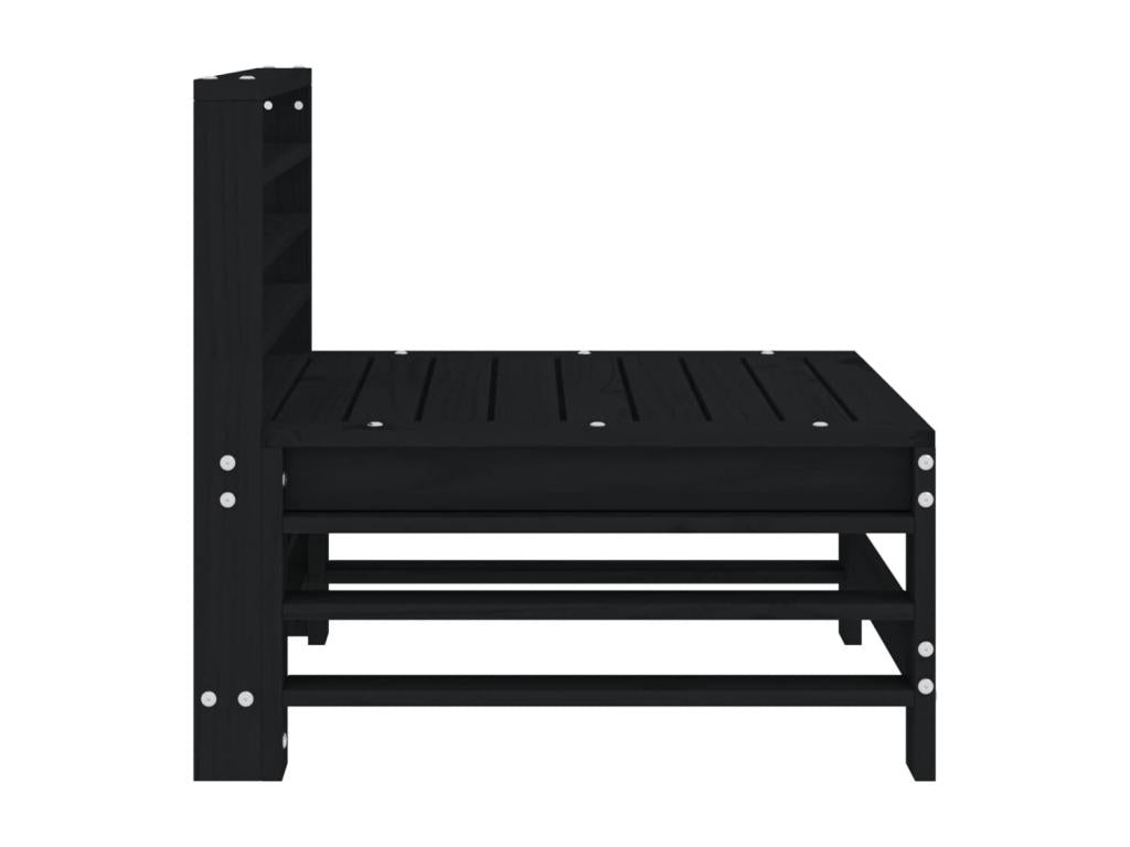 Black garden center sofa made of solid pine wood