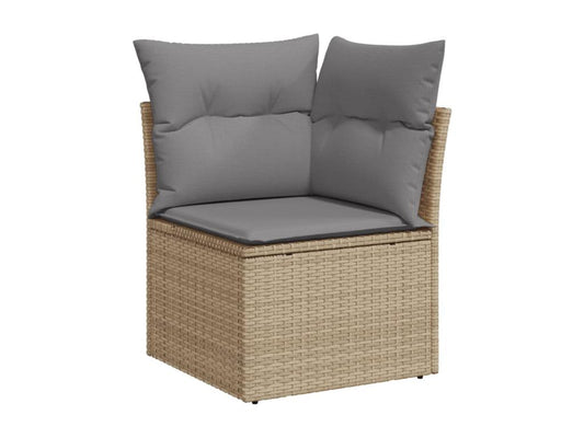 Garden furniture set with 10 beige resin wicker cushions