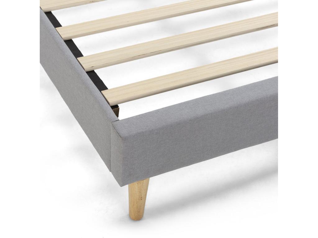 Aura upholstered bed base with headboard, 90x190 cm, light grey, 30 cm high