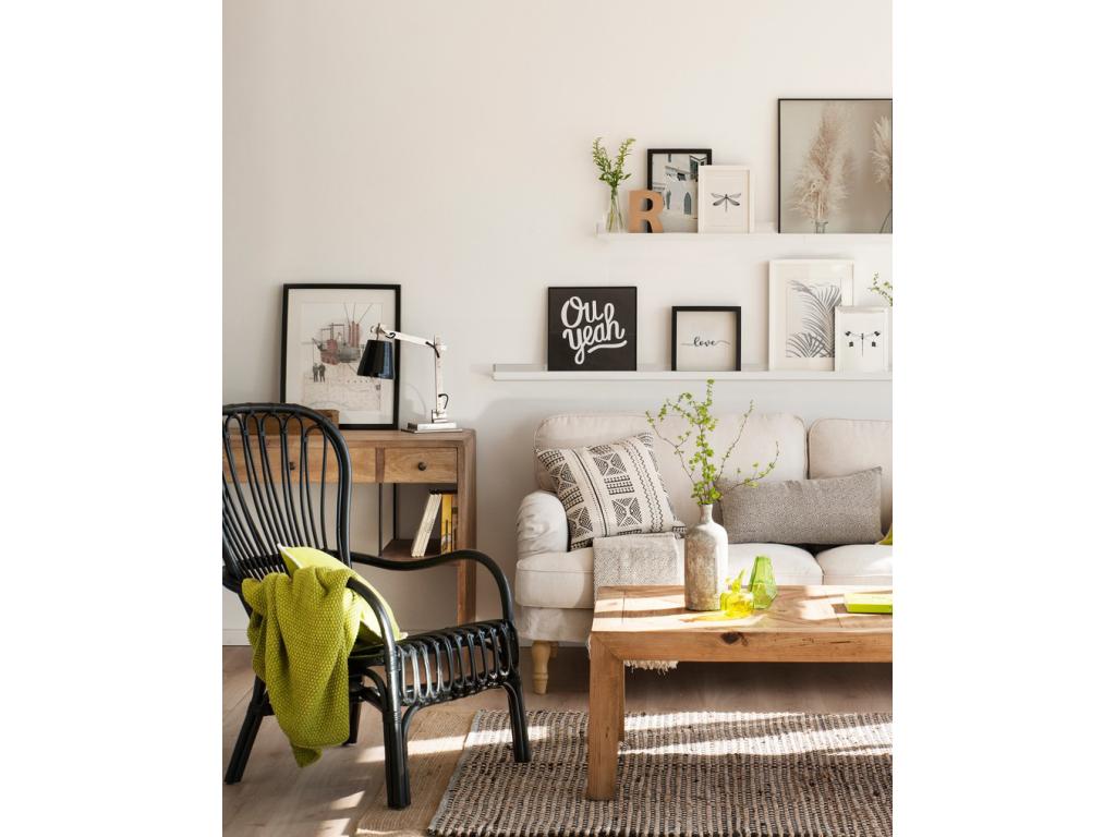 Floating shelf in white pine wood 50x7cm - Homzora