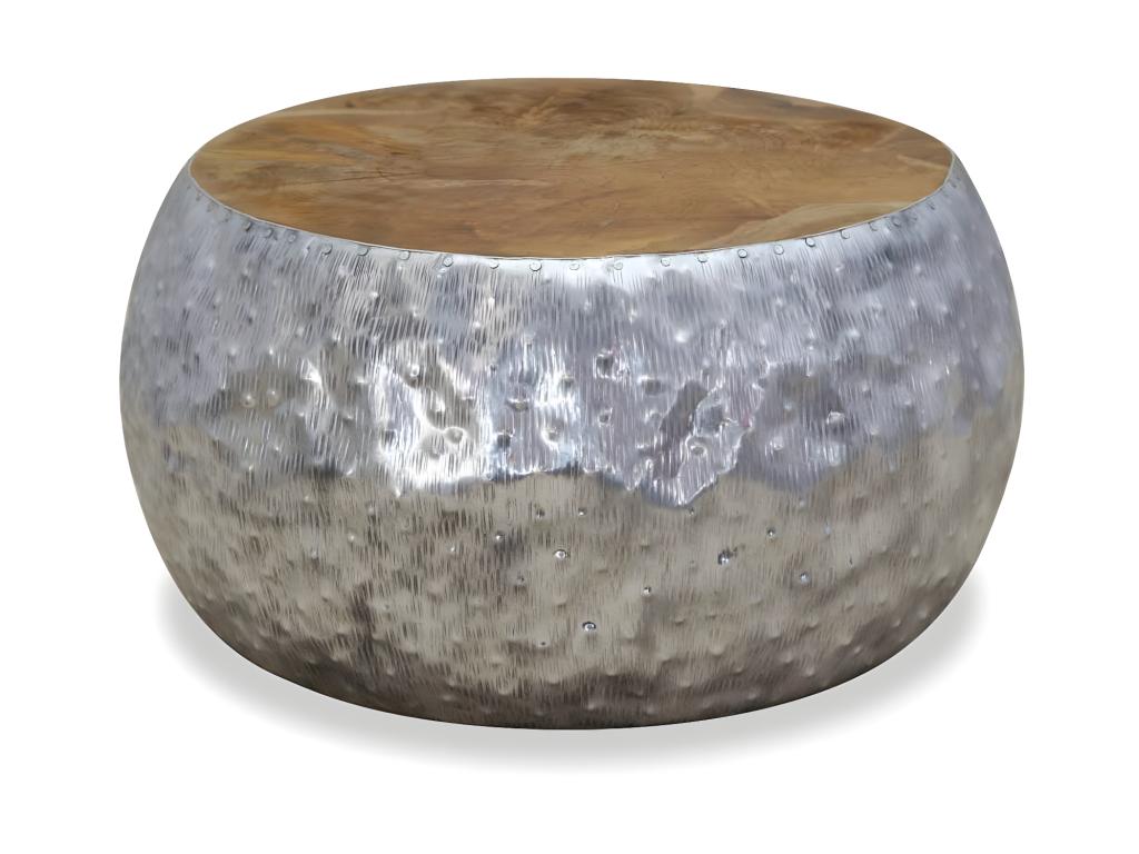 Aluminum Teak Coffee Table 60x60x30 cm