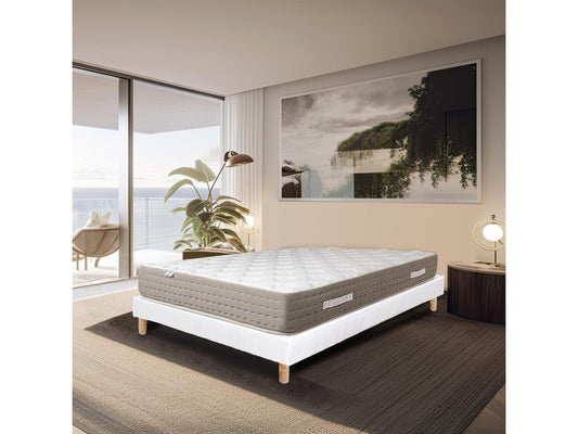 Dreamlux 90x190 cm Mattress Set with 26 cm White Slatted Base