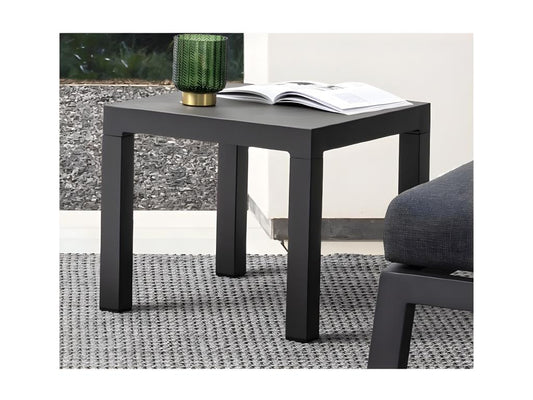 Doucezen black ceramic square garden side table, 50cm long