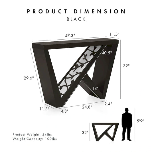 DH BASIC Modern Decorative Console Table with W-Shaped Legs by Denhour