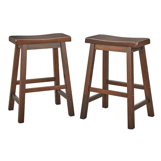 Simple Living Jalen Solid Wood 24-inch Saddle Stool (Set of 2)