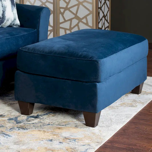 Roundhill Furniture Camero Fabric Cocktail Ottoman in Navy Blue