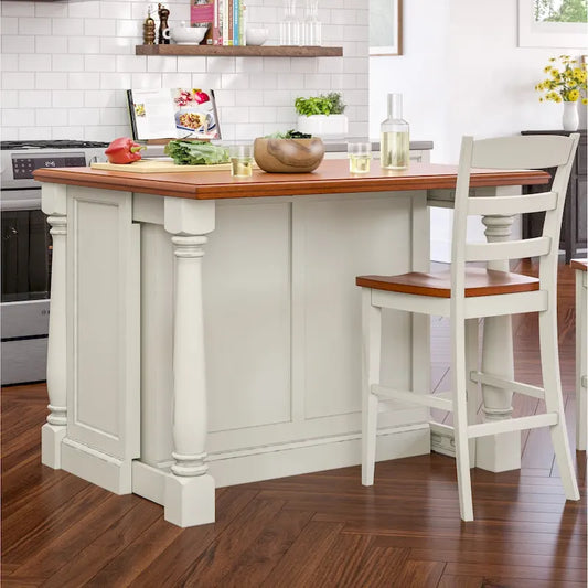 Monarch Off-White Wood Kitchen Island by Homestyles - 48 x 36 x 25