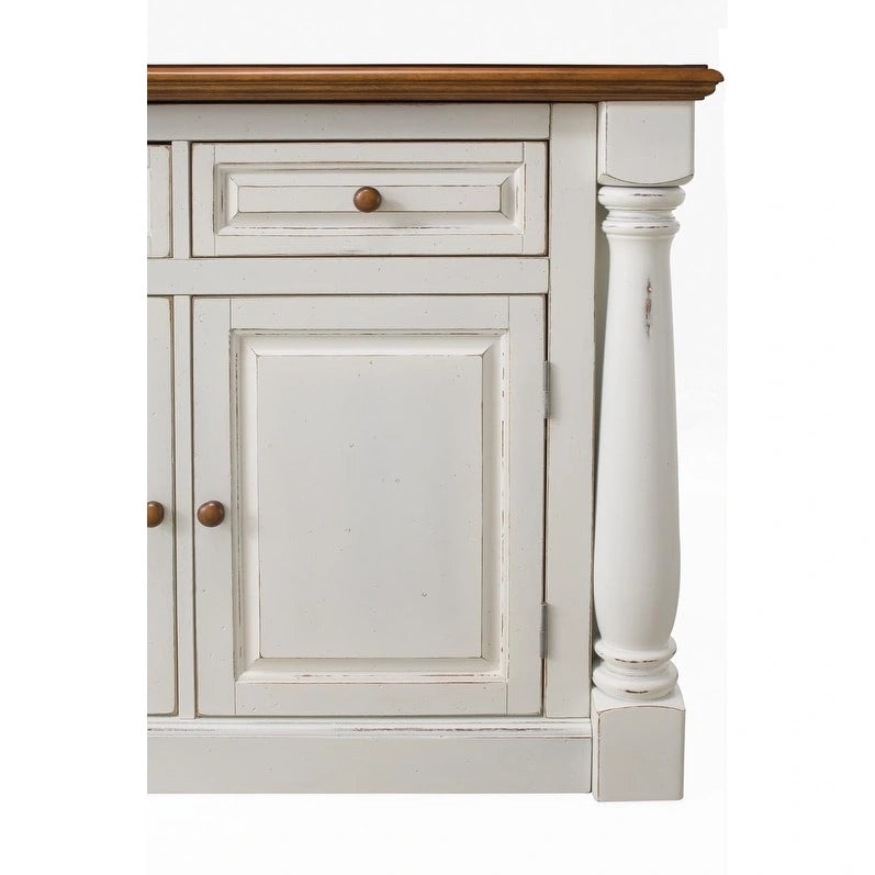 Homestyles Monarch 3-Piece Off-White Wood Kitchen Island Set with Drop Leaf Wood Top - 48' x 25' x 36'