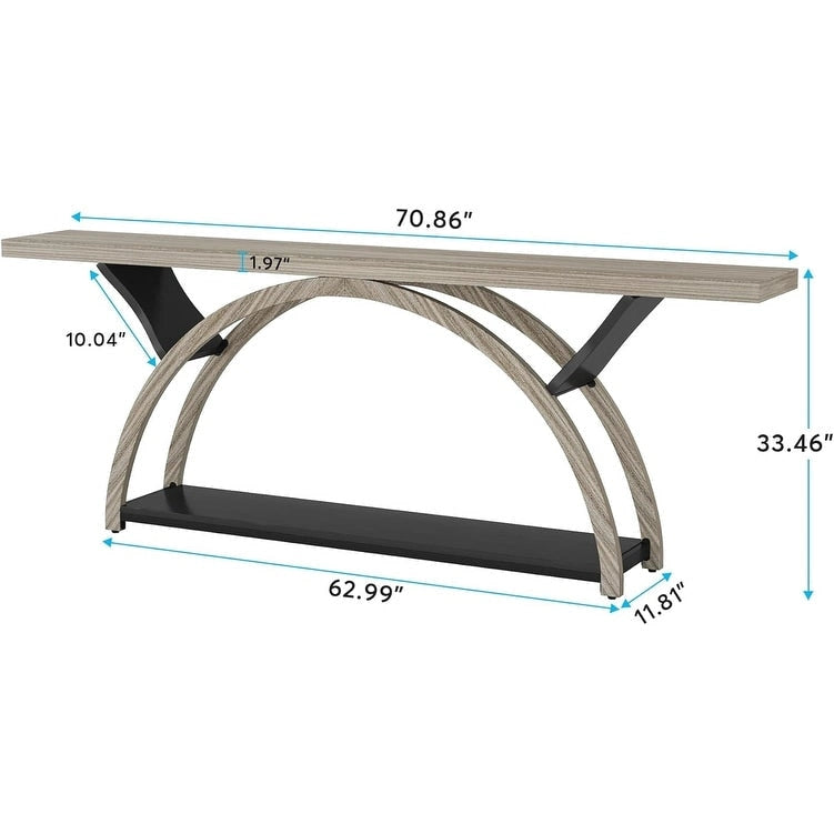 Narrow Long Console Table Sofa Table with Half Moon Frame
