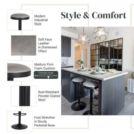 Juno Gaslift Backless Swivel Bar Stool,Set of 2