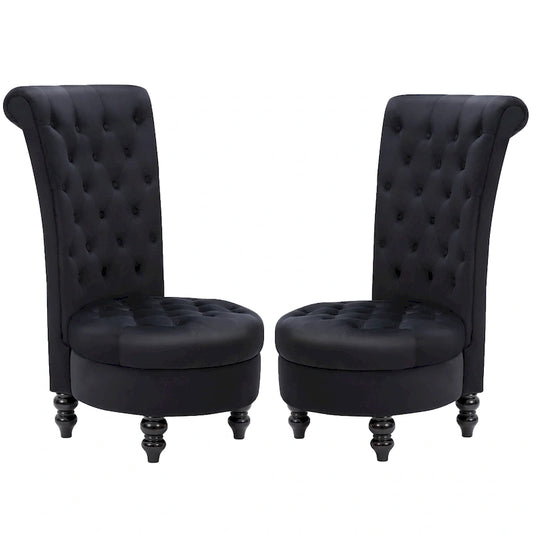 AVAWING Set of 2 Throne Royal Chair Thick Padding and Rubberwood Legs