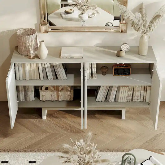 Clihome Modern Wood Storage Buffet Sideboard with 4 Doors