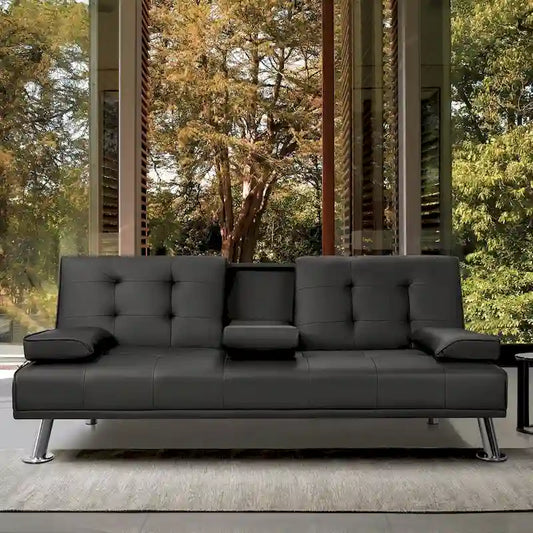 Homall Futon Sofa Bed Convertible Lounge Couch Sofa with Cupholders & Pillows