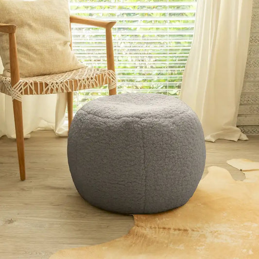Jaxx Ellis Pouf - Modern Shearling Faux-Lamb Plush Fleece Ottoman