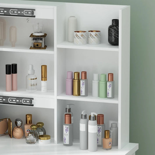 Vanity Set Dressing Table w/Lighted Makeup Mirror and Charging Station