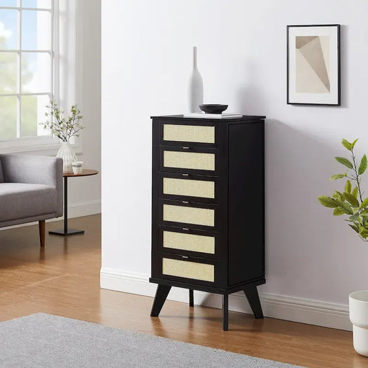 Adelphi Cane 5-Drawer Jewelry Armoire