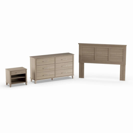 Somerset Ash Grey Headboard, Dresser and Nightstand Bedroom Set