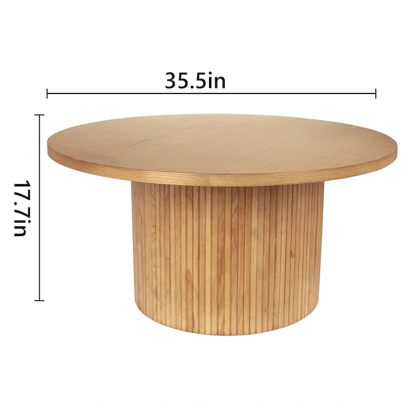 Pedestal Wood Round Coffee Table