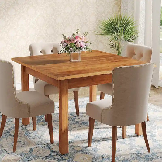 39.4 Inches Square 2-4 People Dining Table with Solid Wood Legs for Living Room Dining Room