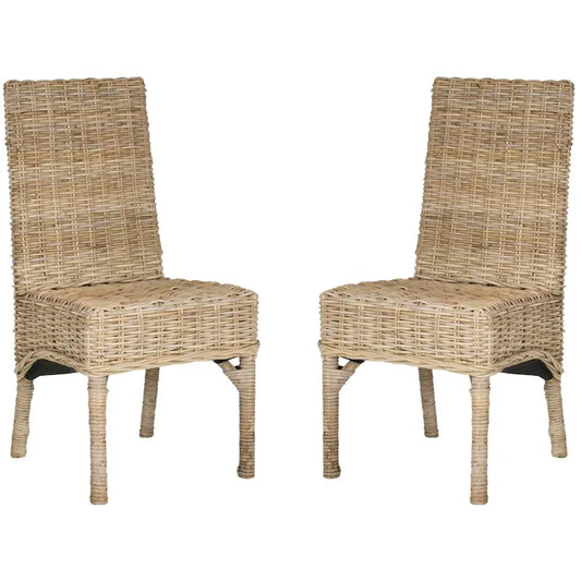 SAFAVIEH Karyl Unfinished Natural Wicker Dining Chair (Set of 2) - 18.5 x 18.5 x 38.1 - 19Wx19Dx38H