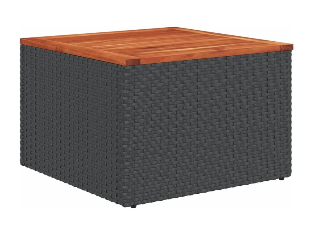 10-piece garden furniture set with cushions, black woven resin