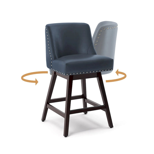 LUE BONA 26 in. Counter Height Bar Stools Upholstered Wood Frame Swivel Bar Stool with Farbic Seat Set of 3