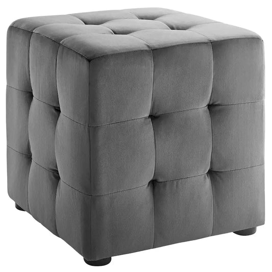 Porch & Den Croeni Velvet Tufted Cube Ottoman