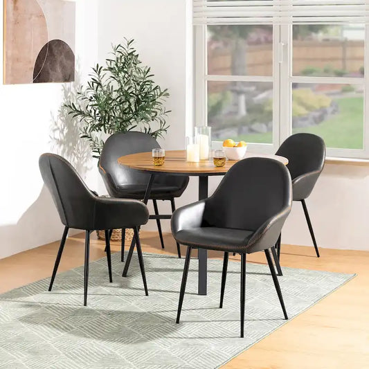 Glitzhome Set of 2/4/6 Mid-Century Modern Faux Leather Accent Dining Chairs