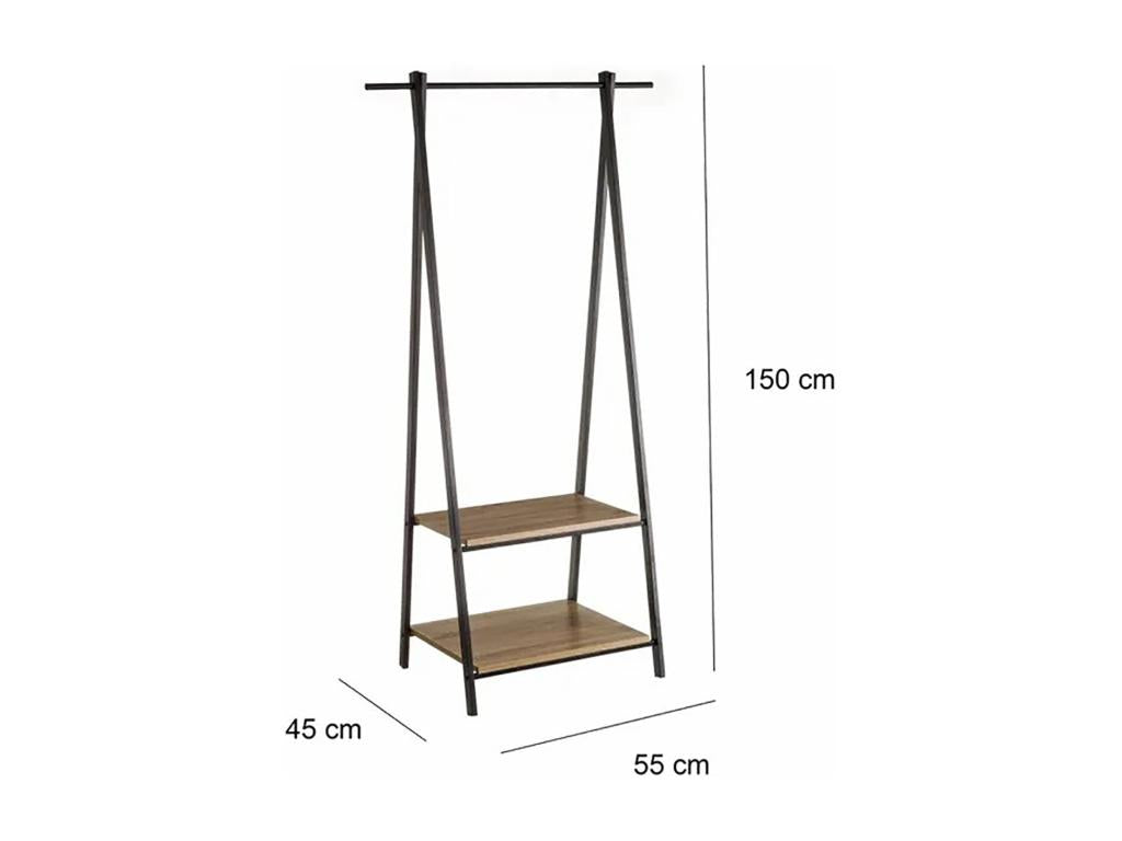 Clothes rack, natural/black color - Length 55 x Depth 45 x Height 150 cm