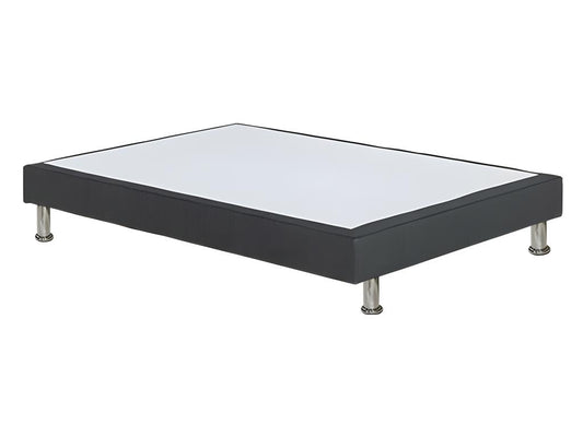 Upholstered bed base 90x190 cm in dark grey fabric with metal legs - Homzora