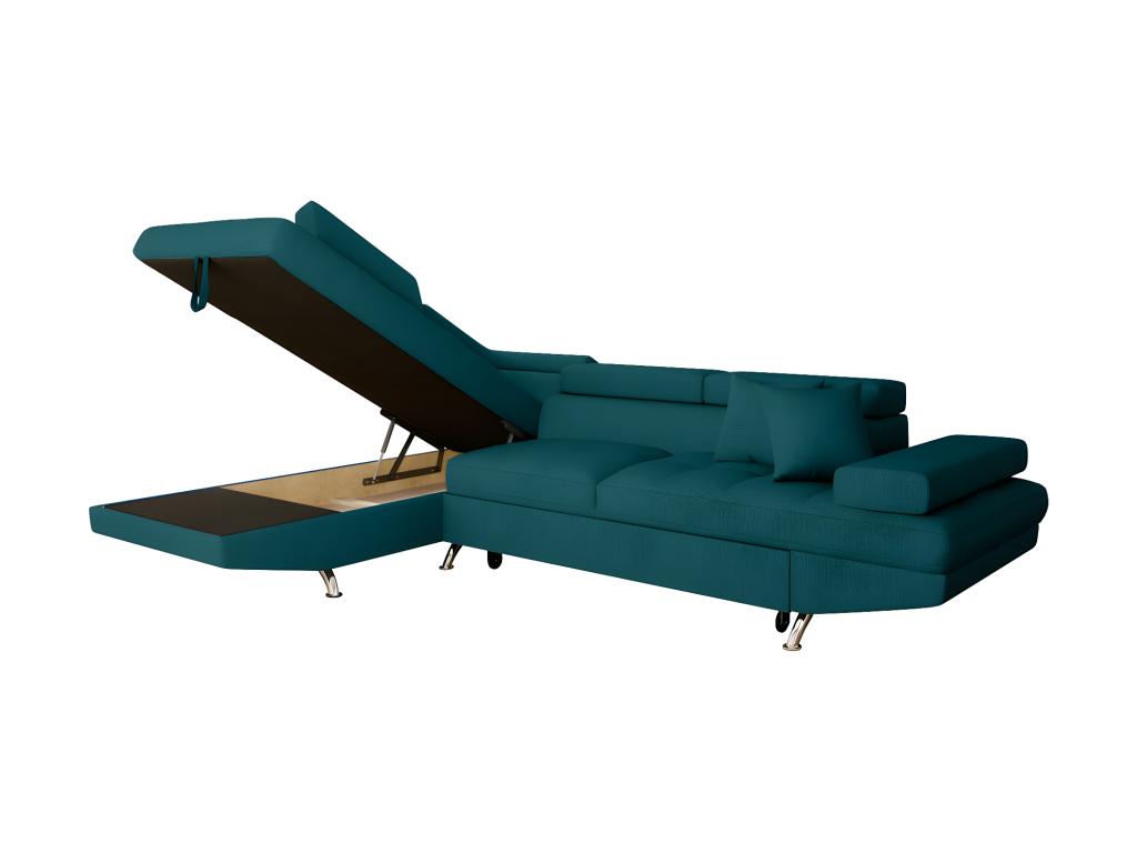 Homzora 5-Seater Left-Hand Corner Sofa Bed with Storage in Fabric - Blue - W271 x D192 x H70cm - Homzora