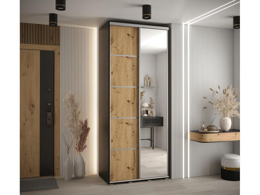 Homzora 5 Sliding Door Wardrobe 235.2/110/45 2 Doors Black/Homzora/Silver