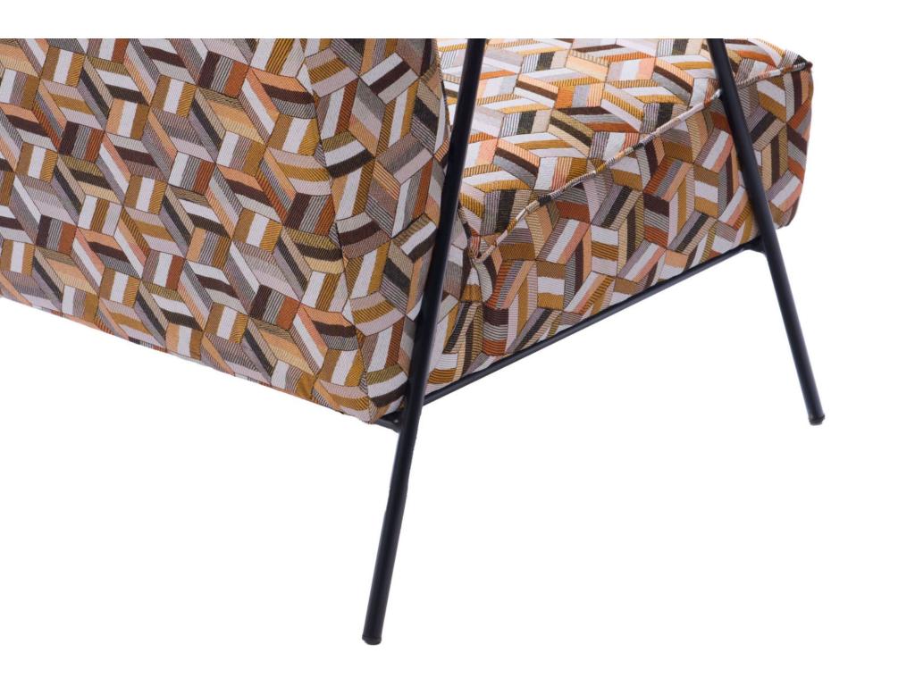 Armchair in brown geometric patterned fabric - Homzora
