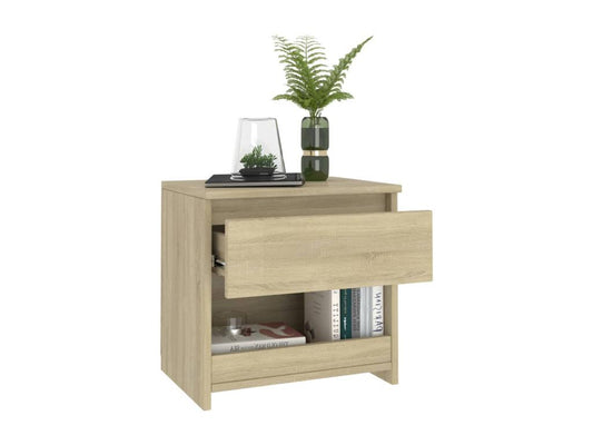 Homzora 2-Piece Oak Bedside Tables, 40x30x39 cm, Chipboard