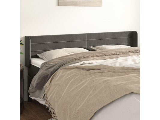 Headboard with wings, Dark Grey, 203x16x78/88 cm, Velvet