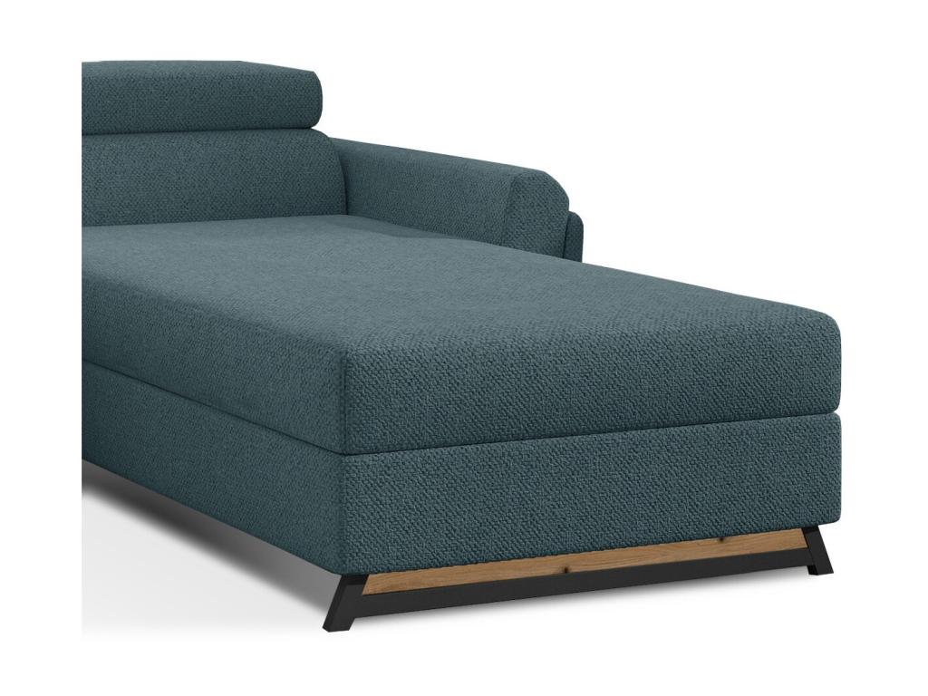 Doucezen 300cm Right-Hand Corner Sofa Bed in Blue Fabric with Adjustable Headrests