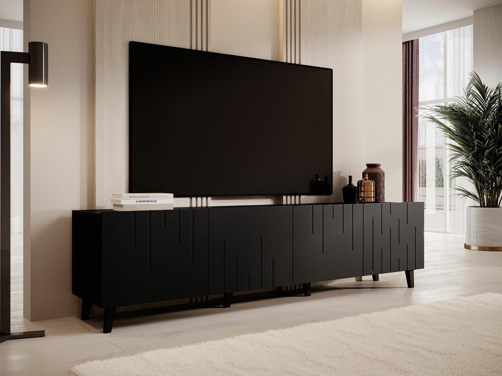 Homzora 176 Black TV Stand, 4 doors, 200x52x42cm