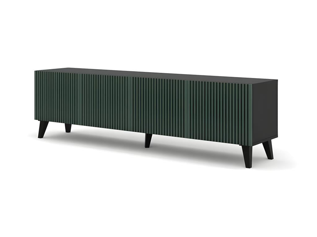 TV stand/Hi-Fi cabinet on legs, Black/Dark Green, 200x42x56cm, RAVI F PEINT, Black legs