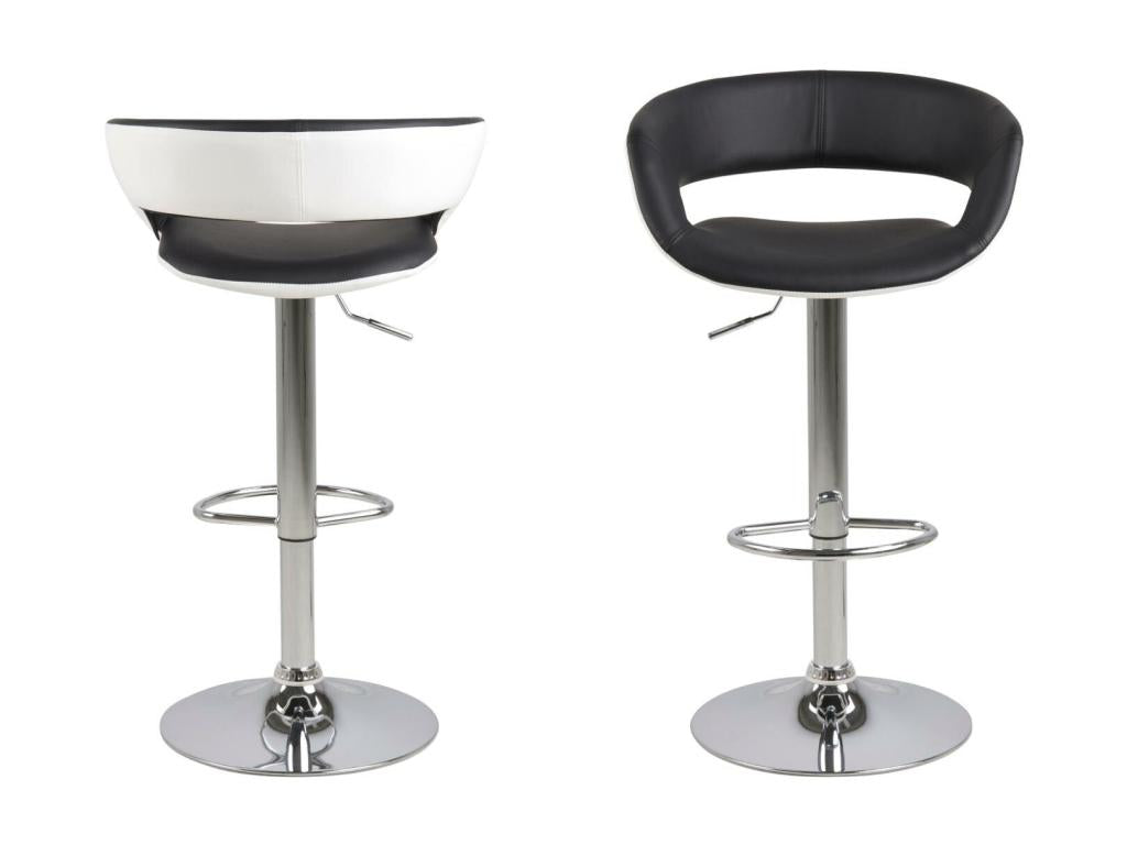 Homzora Black and White Faux Leather Bar Stool with Adjustable Height