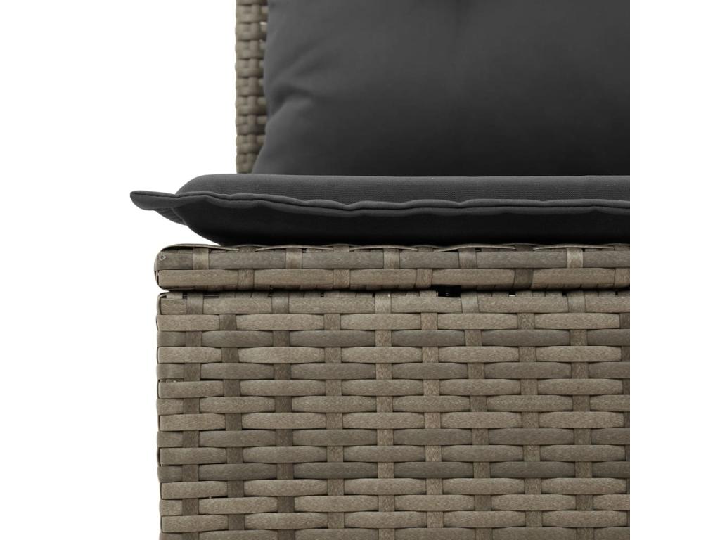 4-piece garden furniture set with grey resin wicker cushions