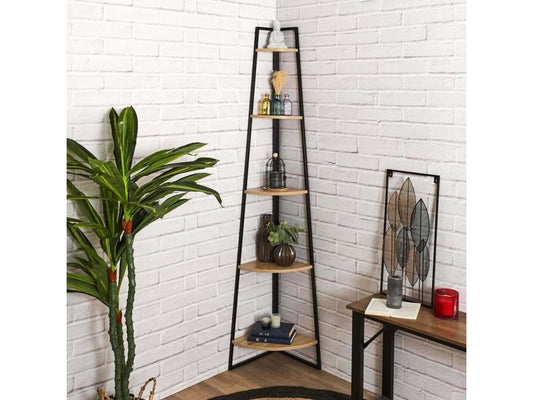 Corner shelf in wood and metal