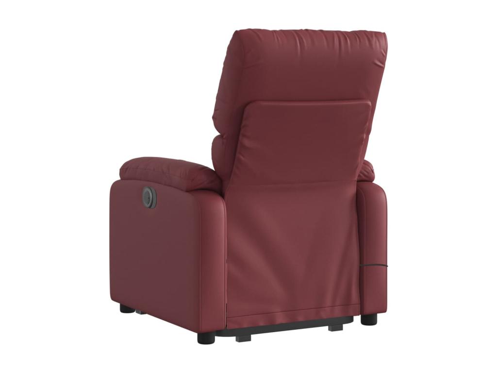 Burgundy Red Faux Leather Massage Recliner