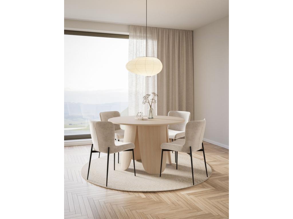 Round dining table - Natural oak color - 120 cm - Meublita