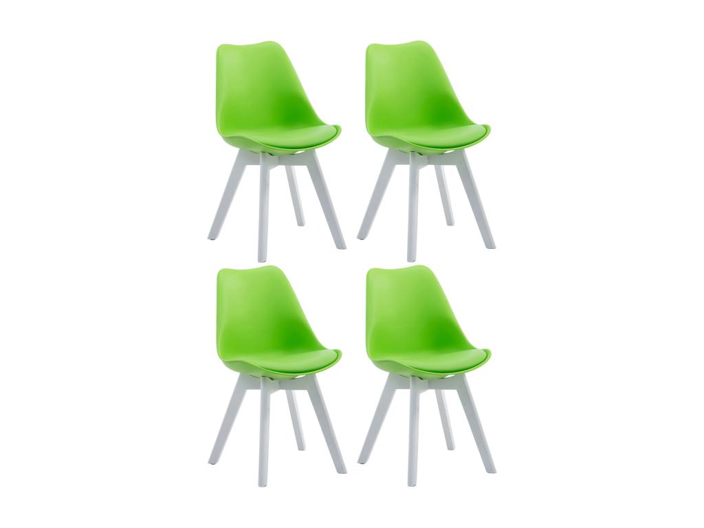 Set of 4 dining chairs - Faux leather / Wood - Green - Homzora V2