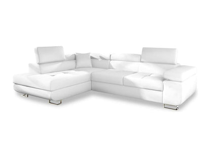 Homzora Left-Hand Corner Sofa Bed in White Faux Leather